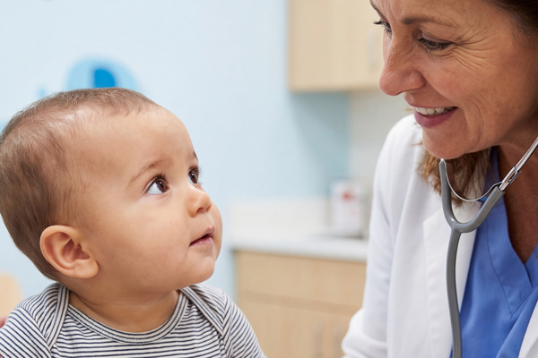 Kinderärztin untersucht ein Kind